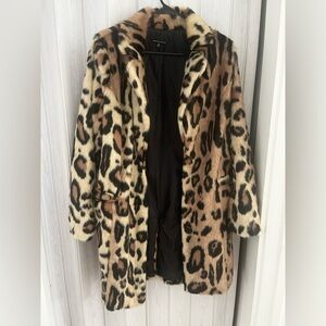 Kendall & Kylie Leopard Faux Fur Coat